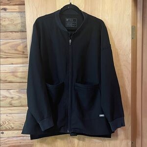 Figs Black Zip-Up Jacket with Pockets